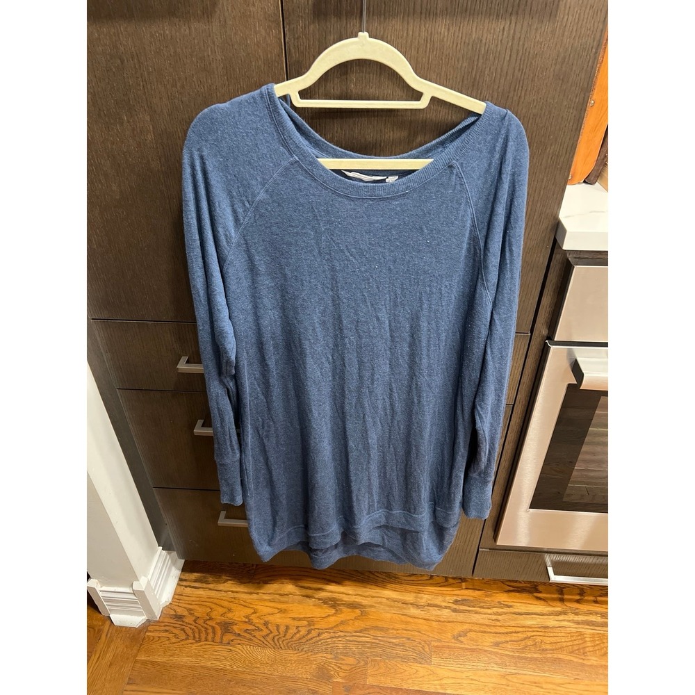 Women's Athleta blue Long Sleeve Criss Cross Midi Dress Size XL